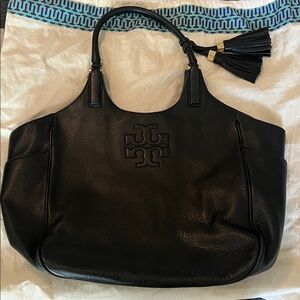 Tory Burch Black Pebbled Leather Shoulder Bag